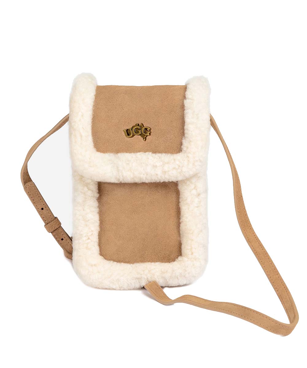 UGGモコモコクロスボディバッグ UGG MONGOLIAN POM POM CROSSBODY BAG PURSE -BLACK CURLY FUR