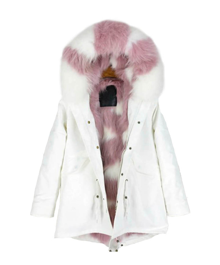 Parka Jacket White & Pink